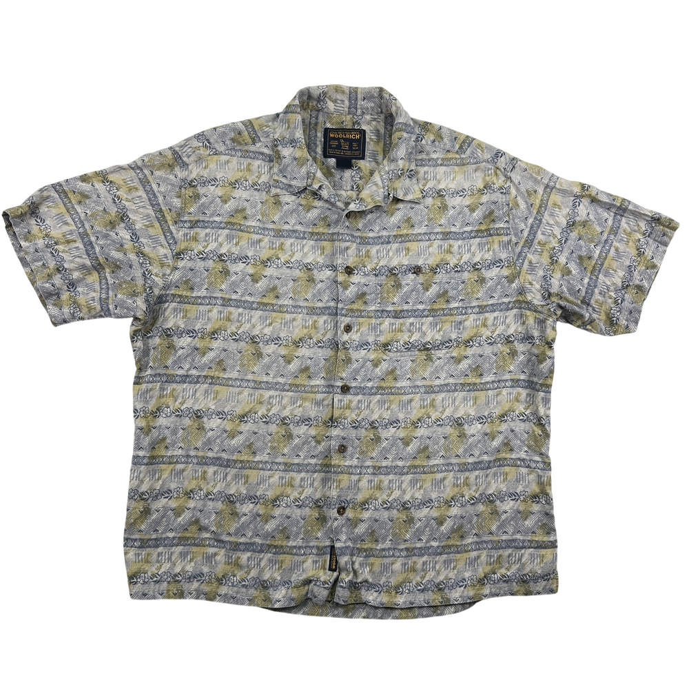 Vintage Woolrich Shirt Mens XL Button-Up Geometric Woven Cotton Outdoor 90s